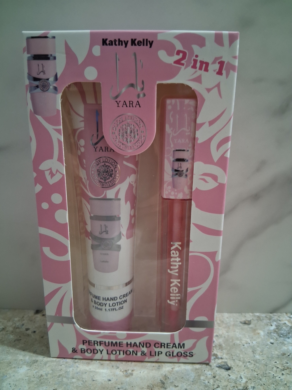 Kathy Kelly Yara Pink Perfume Hand Cream & Lip Gloss Set